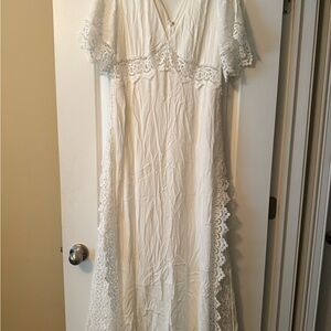LuLu's Elegant White Lace Maxi Dress